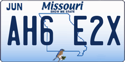 MO license plate AH6E2X