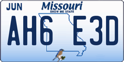 MO license plate AH6E3D