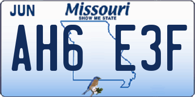 MO license plate AH6E3F