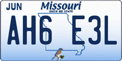 MO license plate AH6E3L