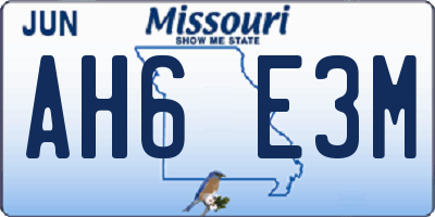 MO license plate AH6E3M