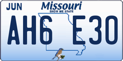 MO license plate AH6E3O