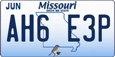 MO license plate AH6E3P
