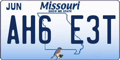 MO license plate AH6E3T
