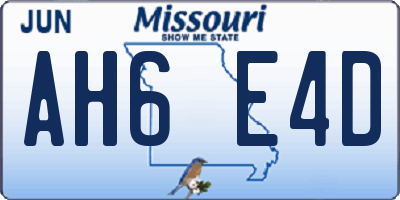 MO license plate AH6E4D