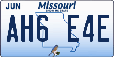 MO license plate AH6E4E