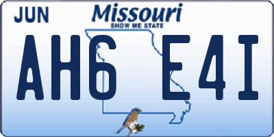 MO license plate AH6E4I