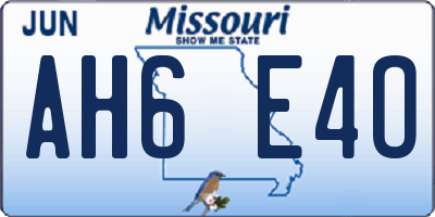 MO license plate AH6E4O
