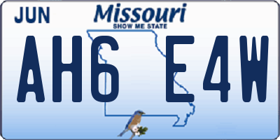 MO license plate AH6E4W