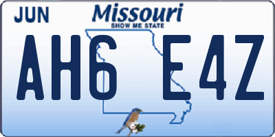 MO license plate AH6E4Z