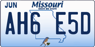 MO license plate AH6E5D