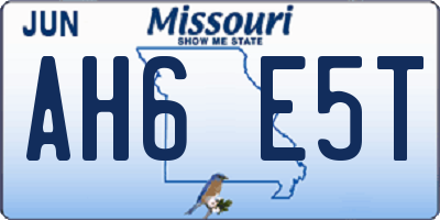 MO license plate AH6E5T