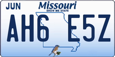 MO license plate AH6E5Z