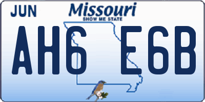 MO license plate AH6E6B