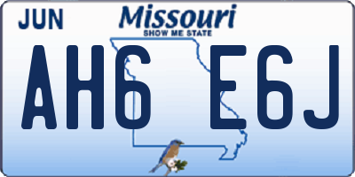 MO license plate AH6E6J