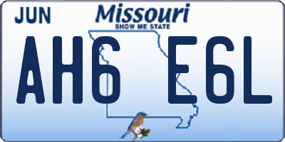 MO license plate AH6E6L