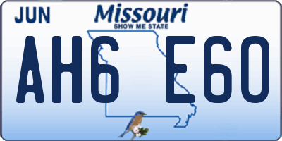 MO license plate AH6E6O