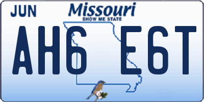 MO license plate AH6E6T
