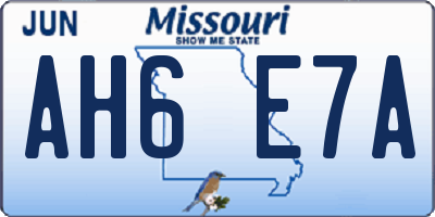 MO license plate AH6E7A
