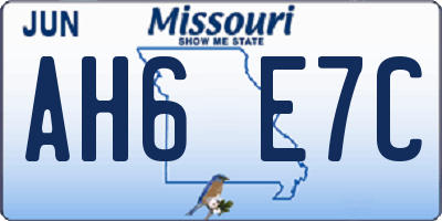 MO license plate AH6E7C