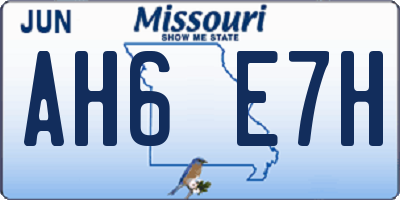 MO license plate AH6E7H