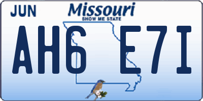 MO license plate AH6E7I
