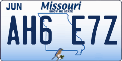 MO license plate AH6E7Z