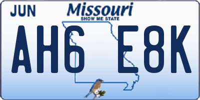 MO license plate AH6E8K