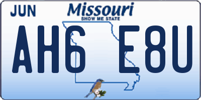 MO license plate AH6E8U