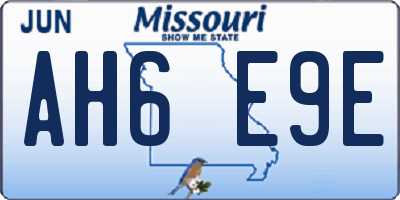 MO license plate AH6E9E