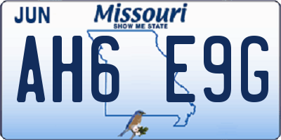 MO license plate AH6E9G