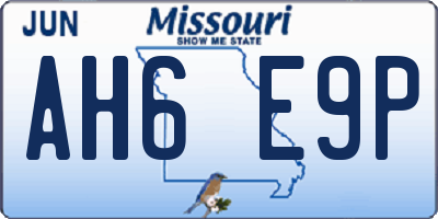 MO license plate AH6E9P