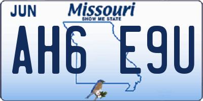 MO license plate AH6E9U