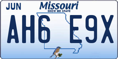 MO license plate AH6E9X