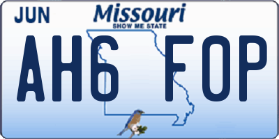 MO license plate AH6F0P