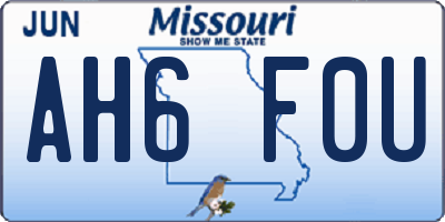 MO license plate AH6F0U