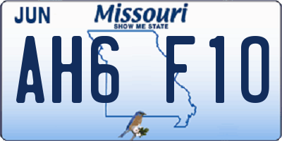 MO license plate AH6F1O