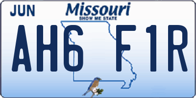 MO license plate AH6F1R