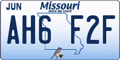 MO license plate AH6F2F
