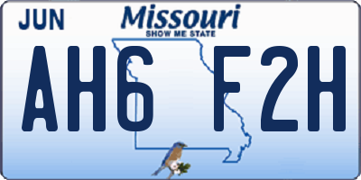 MO license plate AH6F2H