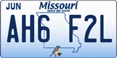 MO license plate AH6F2L