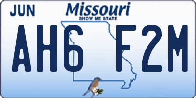 MO license plate AH6F2M