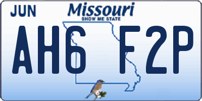MO license plate AH6F2P