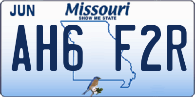 MO license plate AH6F2R