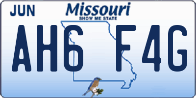 MO license plate AH6F4G