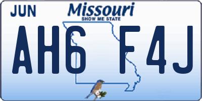 MO license plate AH6F4J