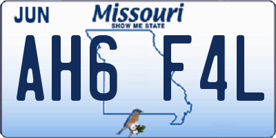 MO license plate AH6F4L