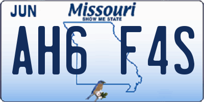 MO license plate AH6F4S