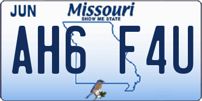 MO license plate AH6F4U