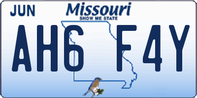 MO license plate AH6F4Y